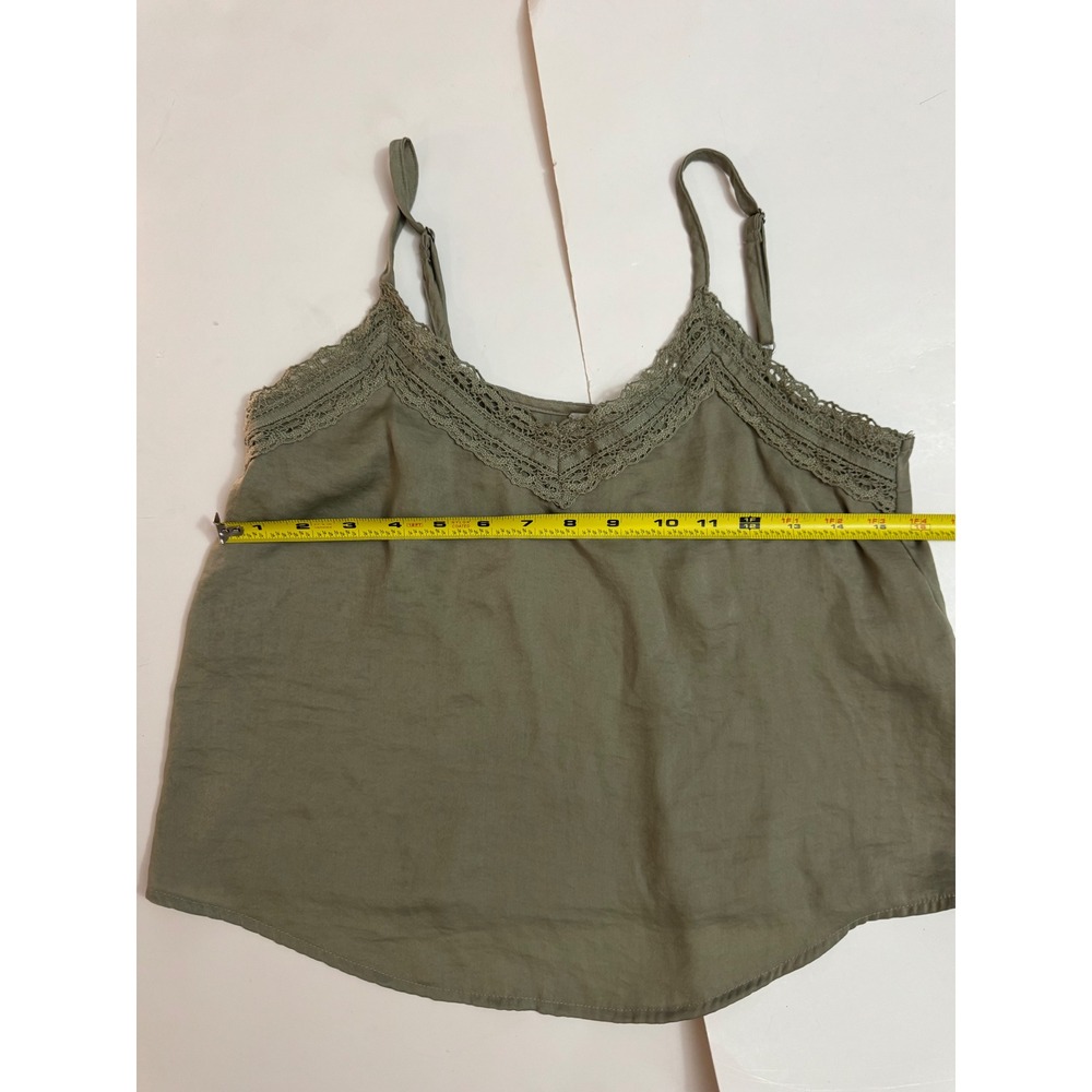 Hollister Olive Green Crochet Lace Trim Cami Top Womens XS Adjustable Straps - Picture 5 of 8